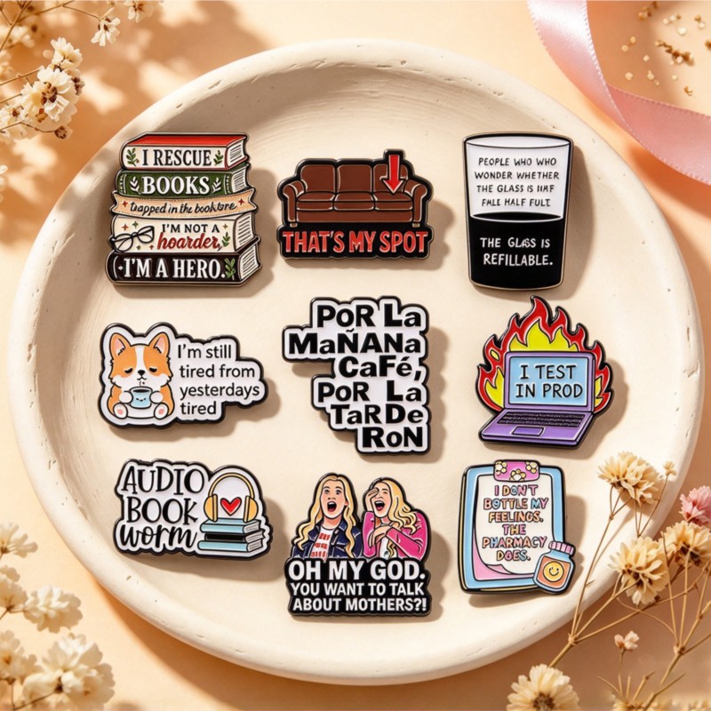 Tablet Cute Accessories - Épingles en émail avec des citations