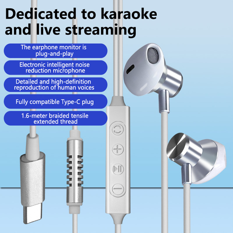 Wired Earphone Lightning - Casque de karaoké filaire Type C