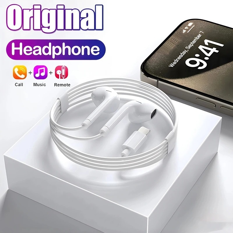 Wired Earphone Lightning - Écouteurs d'origine pour Apple iPhone 15